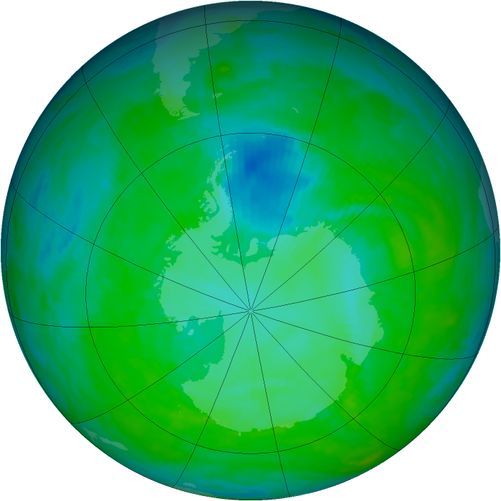 Antarctic ozone map for 17 December 1992